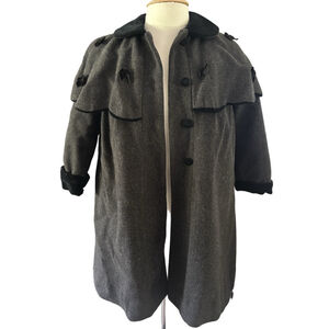 Girls vintage Rothschild Gray Black Wool Cape Coat Size 6